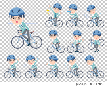 A set of male clerk riding a road bike 83317859