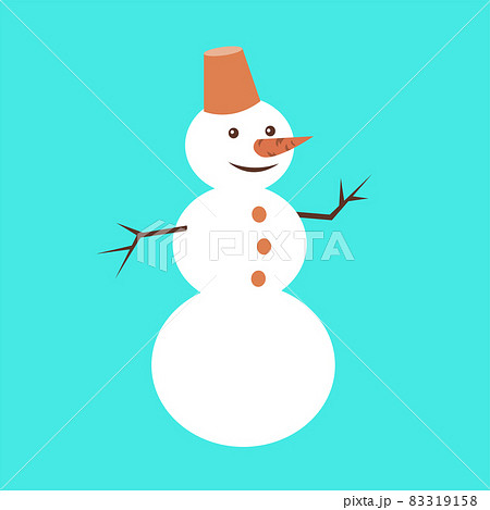 Cheerful cute snowman on a blue background Cheerful cute snowman on a blue background 83319158