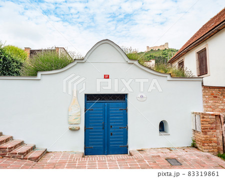 Entrance to Wine Cellars  in Pavlov, Czech Republic, Europe.  Wine region 83319861