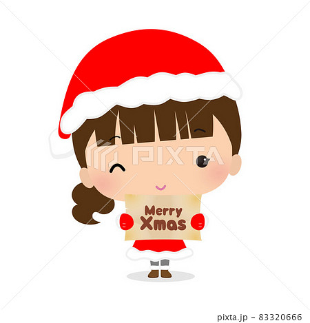 クリスマスのプレゼント｜看板を持った女の子のイラスト 83320666