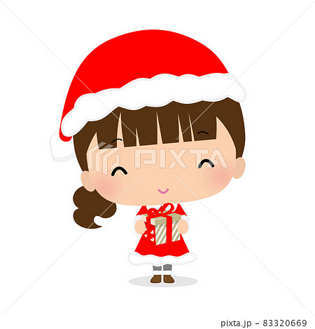 クリスマス サンタの服を着た女の子のイラストのイラスト素材 3669