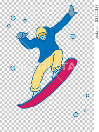 スノボーでかっこよく滑る人物のイラスト素材 3213