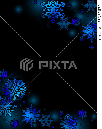 雪もようのフレーム背景 黒背景のイラスト素材