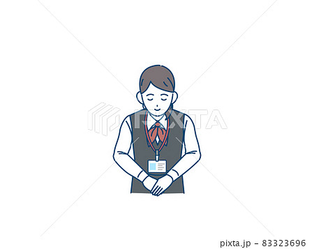 郵便局 職員 女性 お辞儀 挨拶 お礼 イラスト素材のイラスト素材
