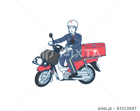 郵便配達員　バイクを運転する男性　イラスト素材 83323697