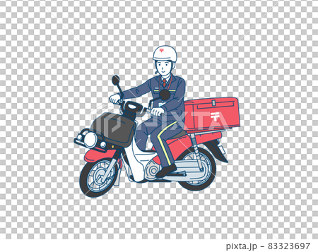 郵便配達員　バイクを運転する男性　イラスト素材 83323697