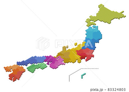 キューブドットの3D日本地図（地方別） 83324803