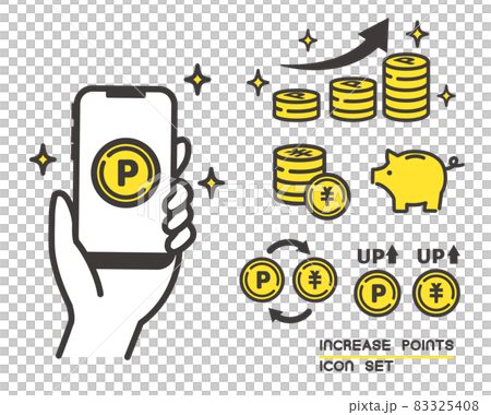 Vector illustration material / poi activity / icon / coin of point activity and savings box of smartphone and pig 83325408