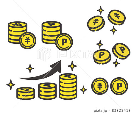 ポイントや通貨のコインのベクターイラスト素材 ポイ活 アイコン コインのイラスト素材