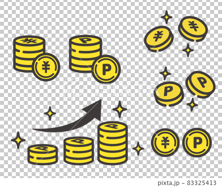 ポイントや通貨のコインのベクターイラスト素材／ポイ活／アイコン／コイン 83325413