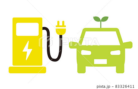 電気自動車　充電スタンド（EV）　エコカーのイメージイラスト 83326411