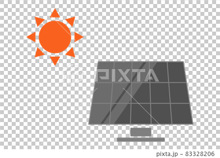 ソーラーパネルと太陽のイラストのイラスト素材 36