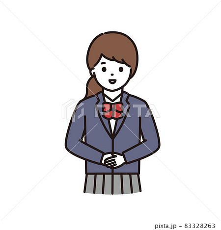 笑顔で挨拶をする制服の女子学生のイラストのイラスト素材 3263