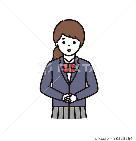 謝罪をする制服の女子学生のイラストのイラスト素材 3264