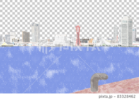 神戸風景(海ビット)水彩 83328462