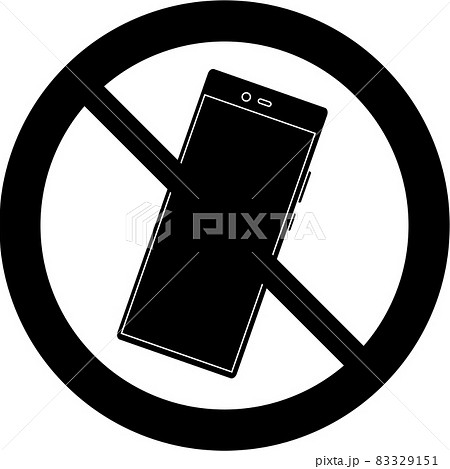 禁止するスマートフォンのシルエットのイラスト素材