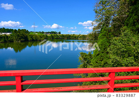 増山城　増山湖と増山大橋　砺波市 83329887