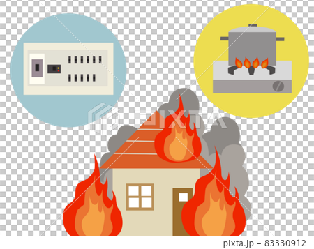 Illustration to prevent fire in the event of a disaster Illustration to prevent fire in the event of a disaster 83330912