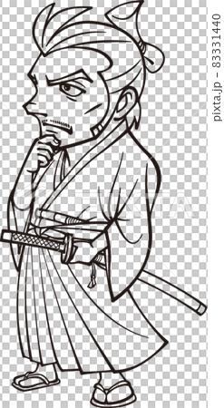 德川幕府末期的武士【3頭，黑白】 83331440