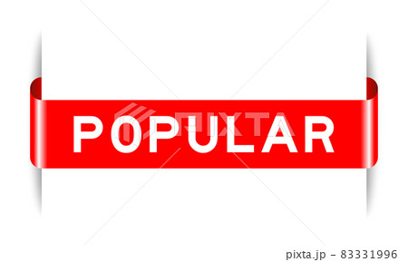 Red color inserted label banner with word popular on white background 83331996