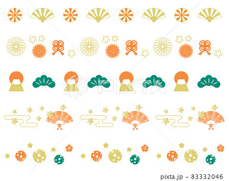 お正月の伝統柄のラインイラストのイラスト素材 3346