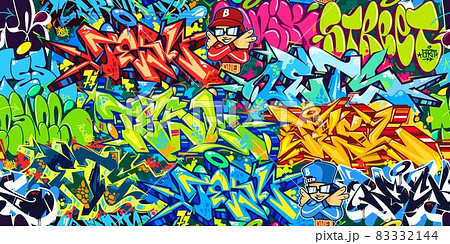 Colorful Urban Graffiti Street Art Seamless Pattern. Vector Illustration Background Art Colorful Urban Graffiti Street Art Seamless Pattern. Vector Illustration Background Art 83332144