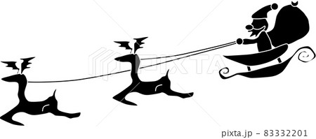 トナカイとサンタのシルエット素材のイラスト素材 3321