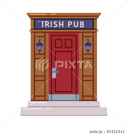 Irish Pub or Bar Door Entrance for Buying Whiskey Drink Vector Illustration Irish Pub or Bar Door Entrance for Buying Whiskey Drink Vector Illustration 83332912