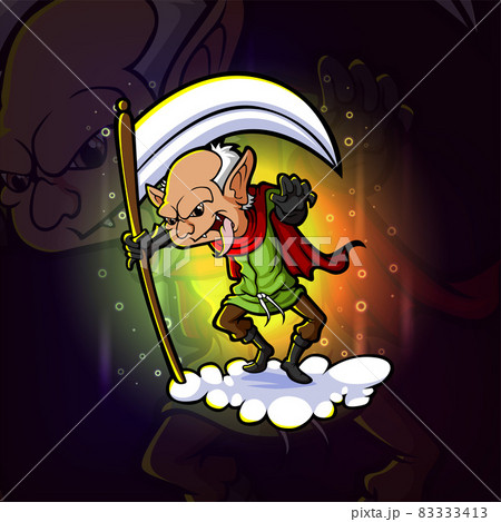 The old wicked witch with scythe esport mascot design 83333413