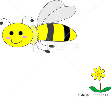 花粉を集める蜂のイメージのイラスト素材