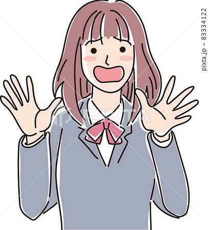 慌てた表情の女子高校生 83334122