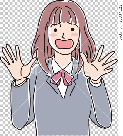 慌てた表情の女子高校生 83334122