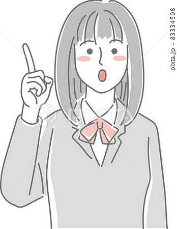上を指さす女子高校生 83334598