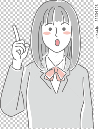 上を指さす女子高校生 83334598