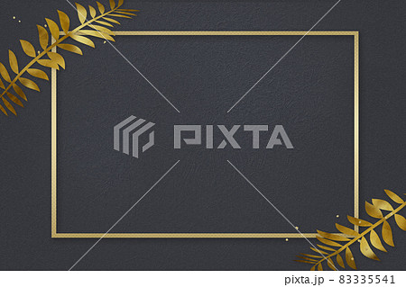 金の葉　黒　エンボス　背景テクスチャ　金のフレーム 83335541