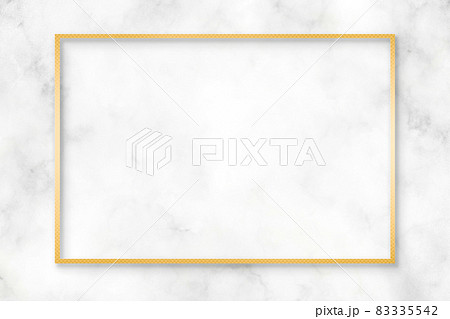 マーブル 大理石 白 背景テクスチャ 金ゴールド フレームの写真素材