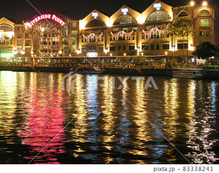 Singapore, Indonesia. Night kind to Singapore-river , colorful night city lights reflected in water Singapore, Indonesia. Night kind to Singapore-river , colorful night city lights reflected in water 83338241