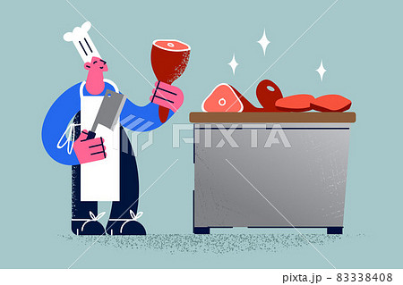Working as butcher with meat concept. 83338408