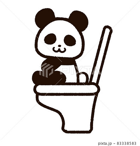 トイレに座るパンダのキャラクターのイラスト素材 3385