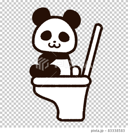 トイレに座るパンダのキャラクターのイラスト素材 3385