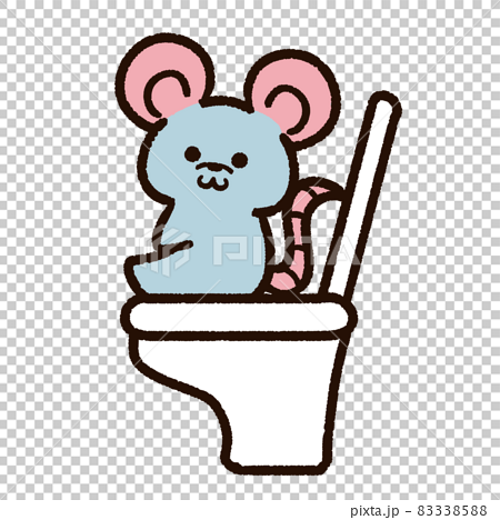 トイレに座るネズミのキャラクターのイラスト素材 3385