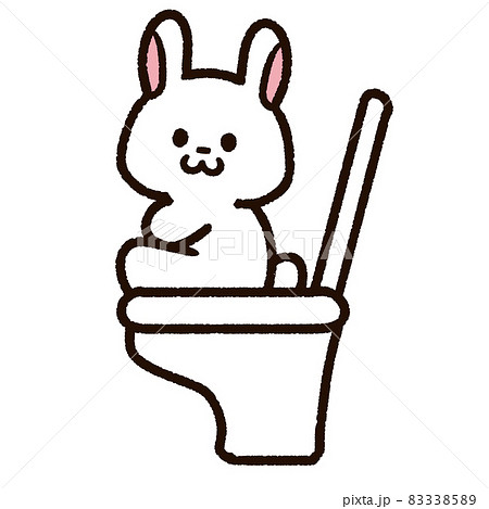 トイレに座るウサギのキャラクターのイラスト素材 3385