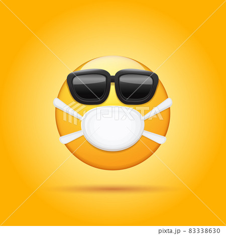 Vector Yellow Sick Emoji Sticker With Mouth のイラスト素材