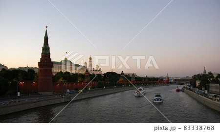 Russia, Moscow, night view of the Moskva River and the Kremlin 83338768