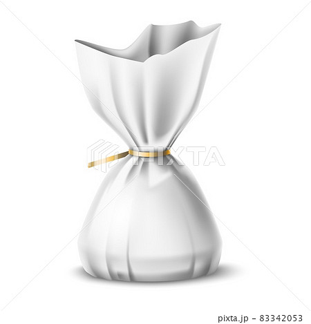 Candy wrapper. Realistic chocolate sweet white empty paper, plastic packaging with golden ribbon, sugar food delicious product blank mockup. Element for marketing branding. Vector 3d object 83342053