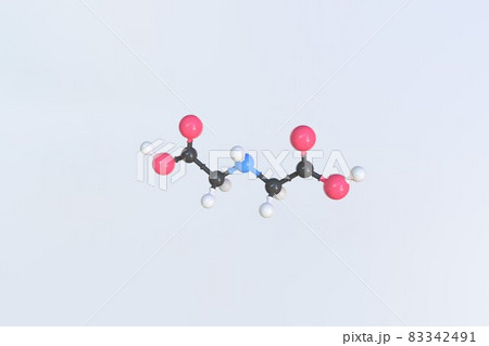 Aminodiacetic acid molecule, isolated molecular model. 3D rendering 83342491