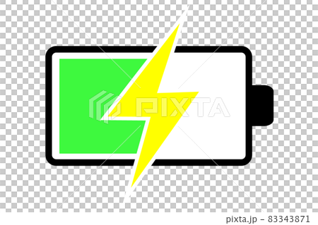 充電中のイラスト。残量が減って充電を促す電池のアイコン。 充電中のイラスト。残量が減って充電を促す電池のアイコン。 83343871