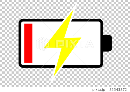 電池の充電中のイラスト。残量が減って充電を促す電池のアイコン。 83343872
