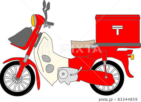 かわいい郵便バイクのイメージのイラスト素材