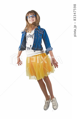 joy on the girl face on a light background 83347598